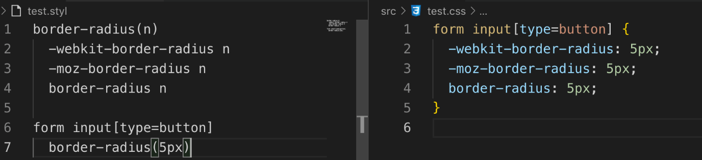 图 8. Stylus Mixins 示例