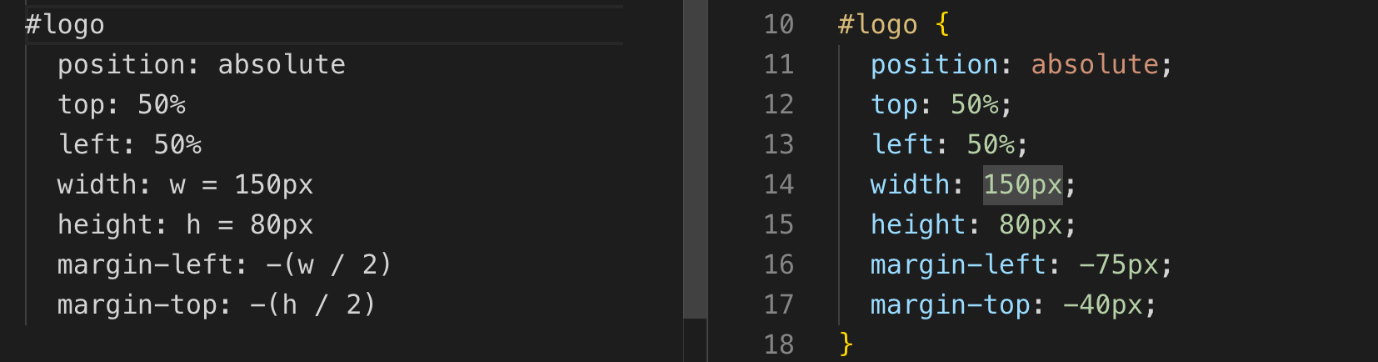 图 5. Stylus 定义属性变量示例